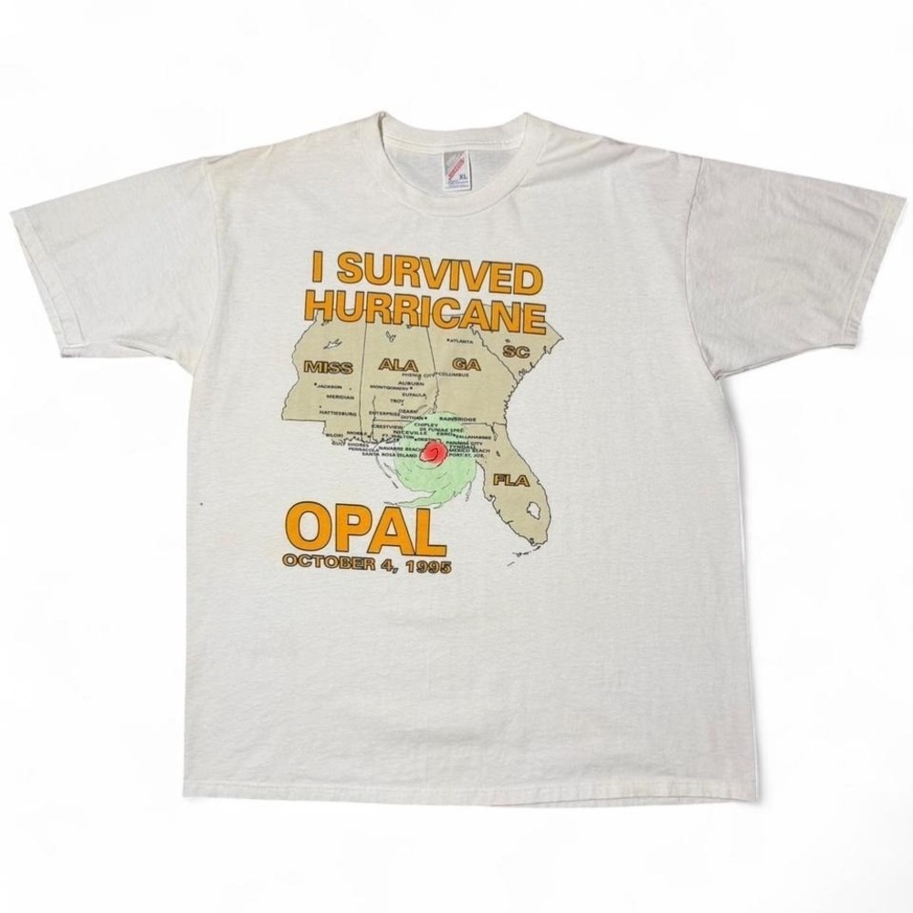 Vintage '95 Hurricane Opal Storm Nature American Souvenir T-shirt XL 23x29